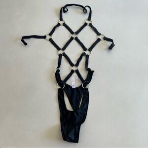 Elegant Black Strappy Bodysuit